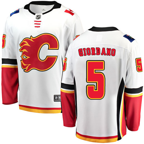 Herren Calgary Flames Eishockey Trikot Mark Giordano #5 Breakaway Weiß – Fanatics Branded Auswärts